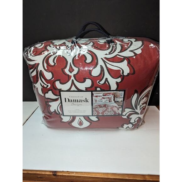 Charter Club Damask Designs Outline Damask Comforter Set 2pc 300 Thread ct Twin - Picture 10 of 13